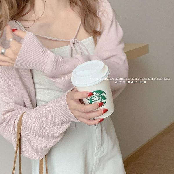 

women's knits & tees vintage o neck long sleeve single breasted cardigans korean pink sweater 2021 solid autumn cardigan, White