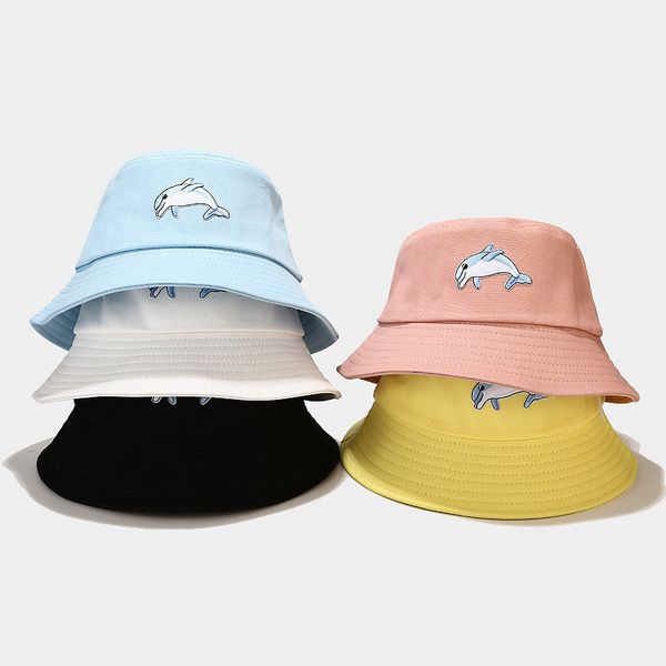 

fashion new cartoon dolphin fisherman's hat women's fashion simple macaroni basin hat lovers sunscreen hat