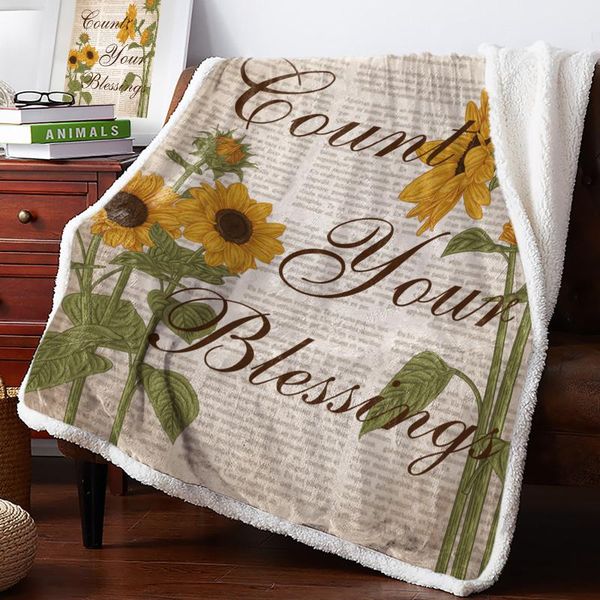 

blankets sunflower retro text article print plush throw blanket sherpa fleece bedspread bedding picnic wool soft