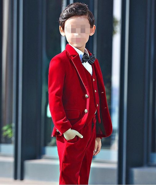 

boy' formal wear excellent fashion velvet kids suit children attire wedding blazer boy birthday party business (jacket+pants+vest) j89, Black