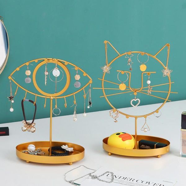 

hooks & rails jewelry stand earrings display shelf home storage wrought iron hanging necklace rings bracelets organizer
