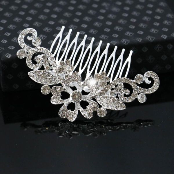 

hair clips & barrettes bridal combs women wedding accessories fashion crystal rhinestone decorated jewelry(min order1), Golden;silver