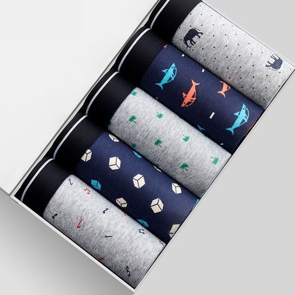 

mens boxer underwear men cotton boxers homme brand mens underpants male panties breathbale u convex pouch printed shorts l-3xl, Black;white