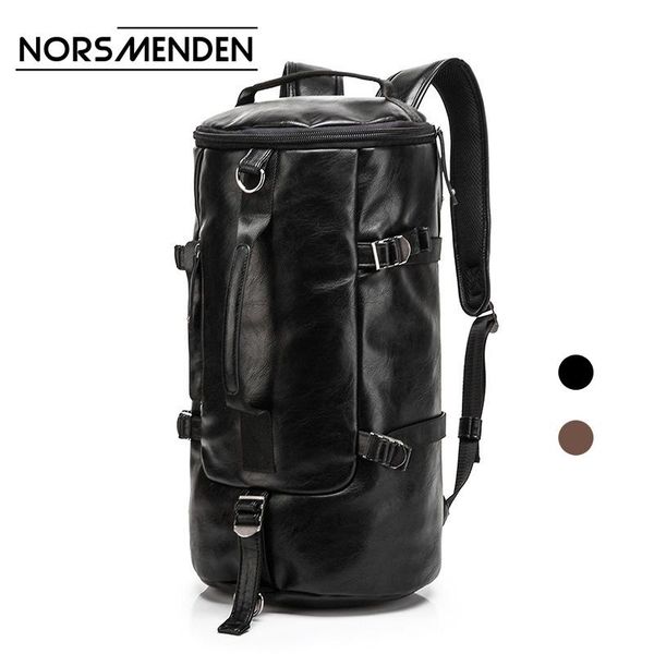 

cylindrical large-capacity leather backpack/shoulder bag/messenger bag backpack