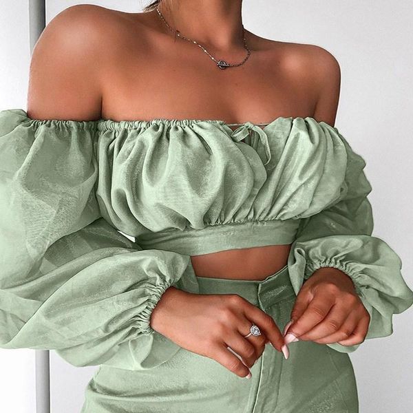 

men's casual shirts puff long sleeve crop women shirt off shoulder blouse backless white summer autumn female blouses, White;black
