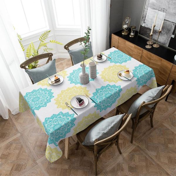 

table cloth mandala pattern yellow texture living room kitchen decoration cover placemat picnic blanket