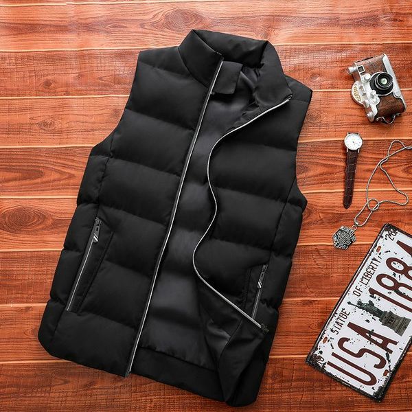 

men's vests solid vest mens winter down casual male waistcoat sleeveless jackets men cotton-padded thick clothing warm oversized outwea, Black;white