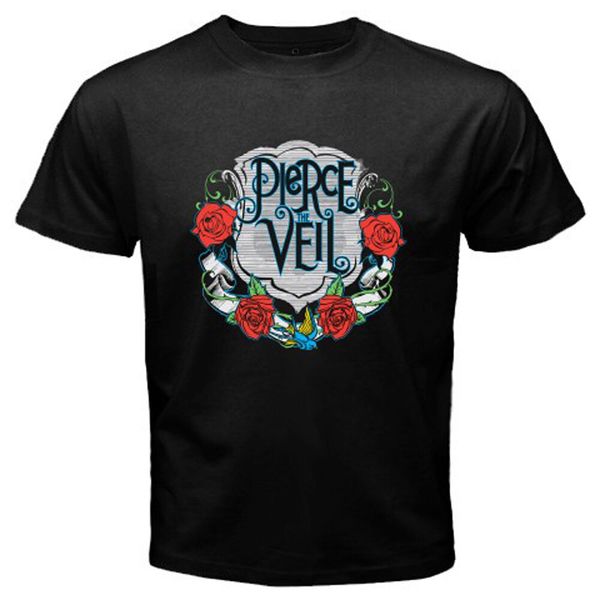 

pierce the veil logo men's black t-shirt size s-3xl, White;black
