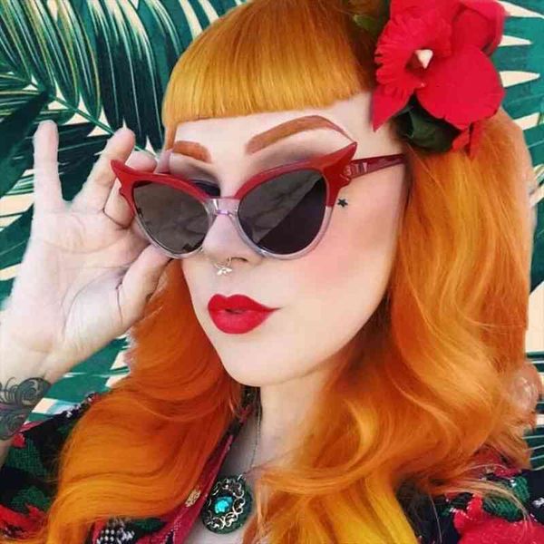 

fashion retro vintage clout cat eye sunglasses rapper grunge outdoor glasses eyewear 7, White;black