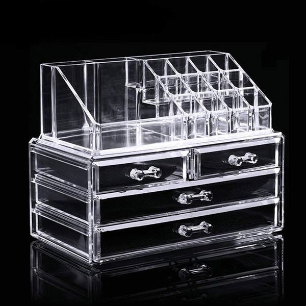 

transparent acrylic makeup organizer lipstick holder display rack case cosmetic nail polish make up organiser large capacity storage boxes &