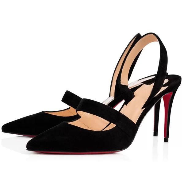 

luxury designers paralili pvc patent leather sandals pointed toe dress party shoes elegant red soles pumps women lady high heels eu35-43, Black