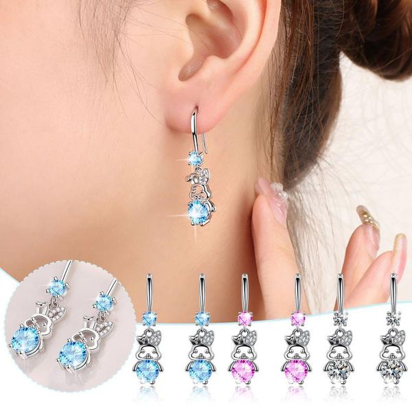 

dangle & chandelier women earrings animal stud pendant imitation fire opal zircon for accessories gift earring, Silver
