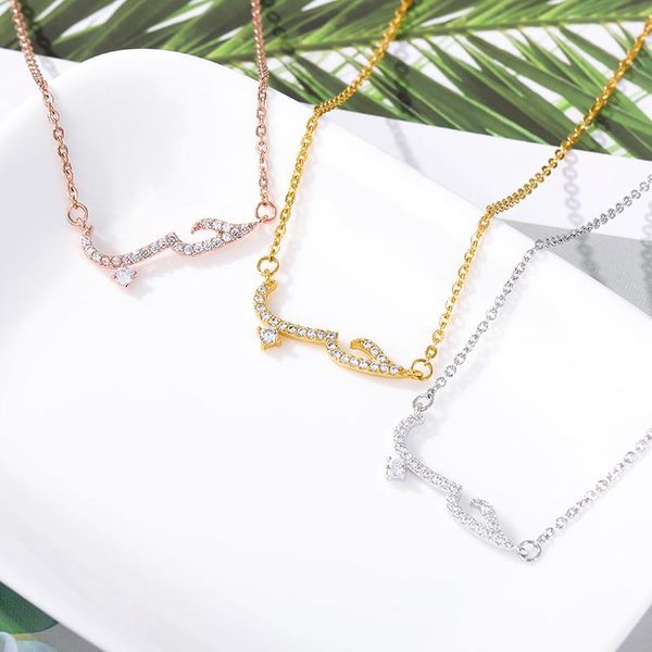 

pendant necklaces cz arabic love statement necklace for women kolye gold filled arab crystal choker jewelry handmade bff gift, Silver