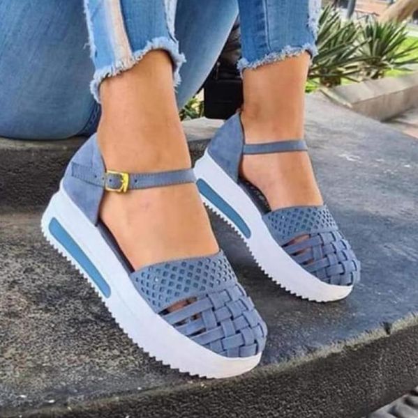 

sandals women slides platform hollow out female flats solid color buckle lady casual shoes ladies for, Black