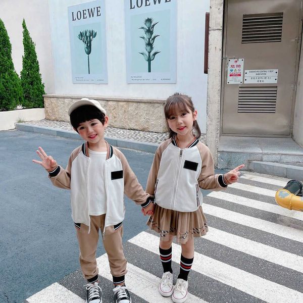 

sets designer kids jackets clothing + skirts / pants sets childrens autumn tracksuit girls clothing set boys sports size 110-150, White