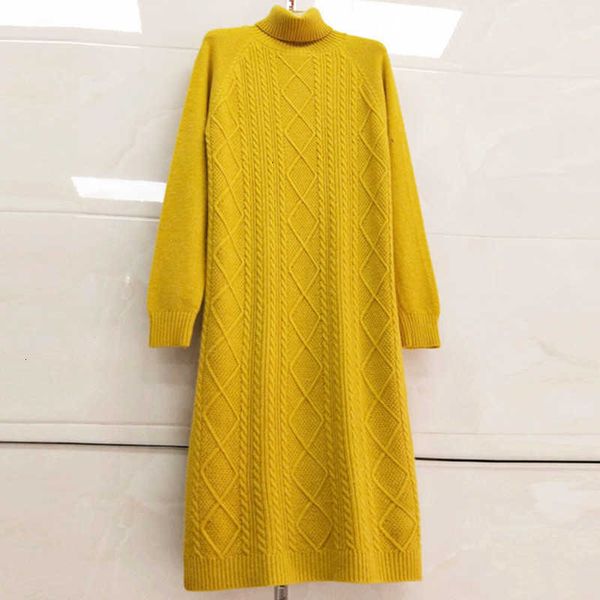

women's t-shirt autumn winter long knitted sweater turtleneck pullover plus size loose thick warm knitwear jumper fashion xbp4, White