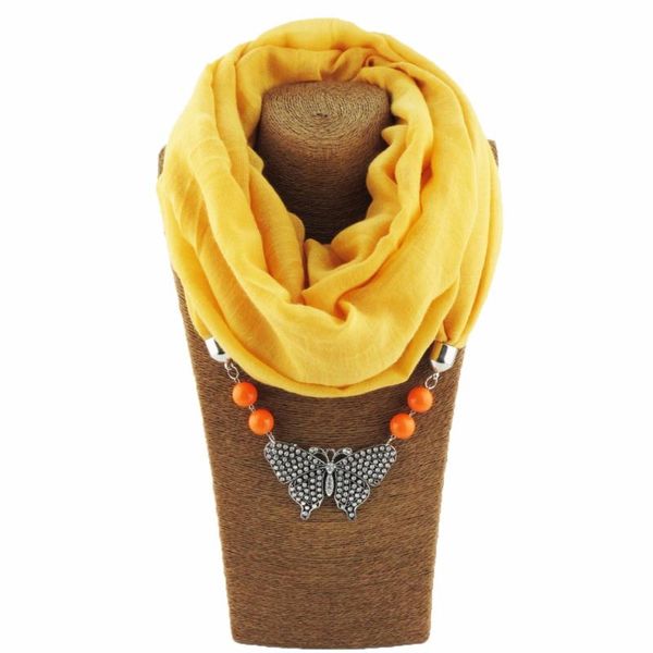 

pendant necklaces charms shawl butterfly necklace scarves jewelry boho style 7colors keep warm for ladies wf45, Silver