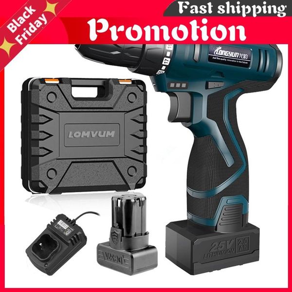 

professiona electric drills longyun 12v 16.8v 25v adjust speed home cordless drill bit screwdriver extra battery wrench with plastic box pow