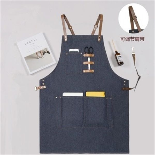 

apron korean fashion cowboy printing milk tea shop barista western restaurant baking painting