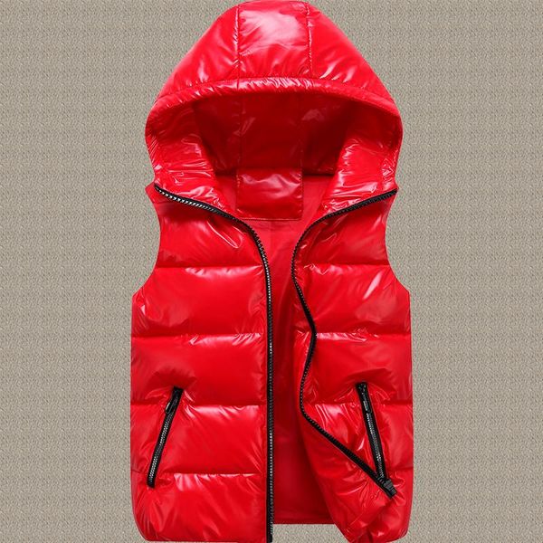 

women's vests ladies shiny down cotton waistcoat spring autumn winter outer wear 2021 style women vest hooded clothes, Black;white