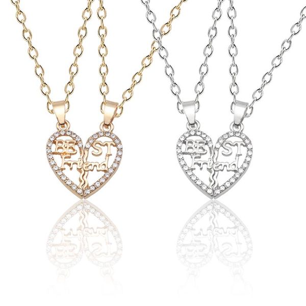 

pendant necklaces fashion friend necklace lady choker crystal hollow bff friendship jewelry gift bijoux femme, Silver