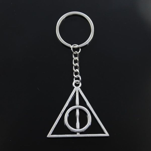 

keychains fashion keychain 45x48mm deathly hallows bronze silver color pendant diy men jewelry car key chain ring holder souvenir for gift