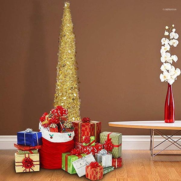 

christmas decorations 2021 simulation trees shiny leaves green with reflective sequins collapsible reusable tinsel tree for decoration1