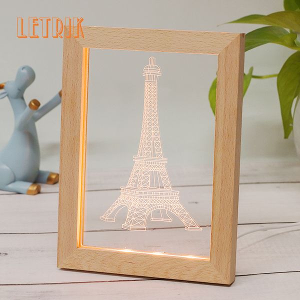 

led night light wholesale 3 colors dongguan 3d white acrylic led vintage wooden usb p frame