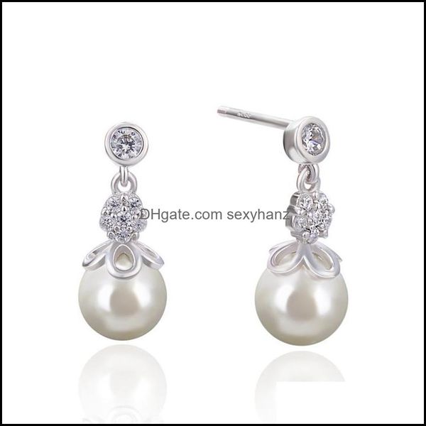 

other earrings jewelry solid s925 sterling sier women natural fresh water pearl stud female engagement statement gift chd00742 drop delivery, Golden;silver