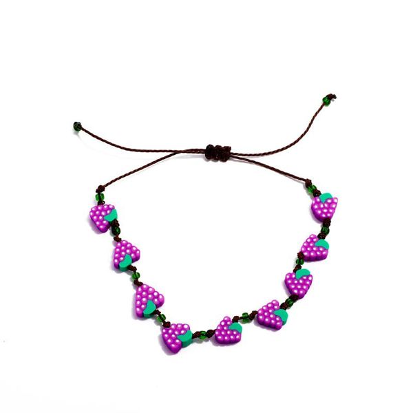 

link, chain creative soft pottery fruit bracelet personality simple color handmade adjustable geometric women's, Black