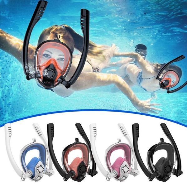 

swimming mask snorkeling double tube silica gel hreathing diving mirror equipment underwater accessories #gh masks