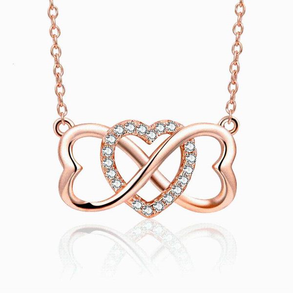 

pendant necklaces creative rhinestone 8-character love heart necklace clavicle jewelry, Silver