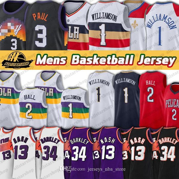 

mens zion 1 williamson jerseys stephen james curry wiseman pelican lonzo 2 ball brandon 14 ingram jamal 27 basketball jersey size s-xxl, Black;red