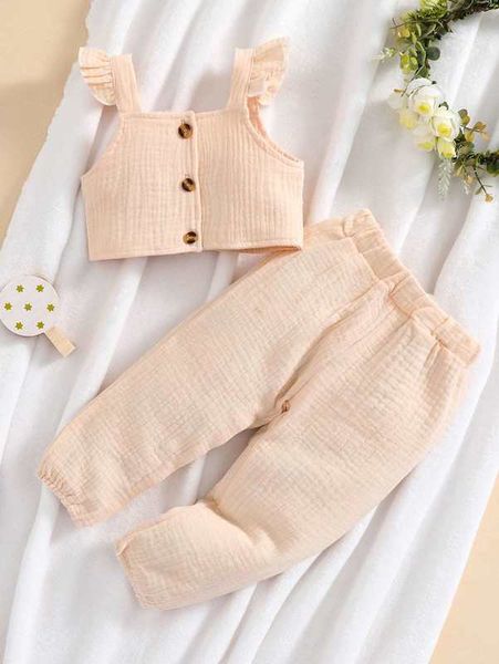

baby ruffle trim & pants she01, White