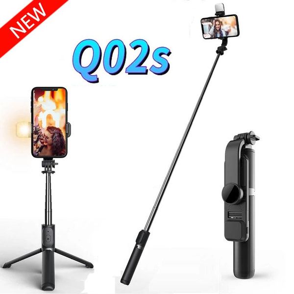 

selfie monopods q02s wireless bluetooth stick foldable mini tripod stabilizer with led fill light shutter remote control for ios android