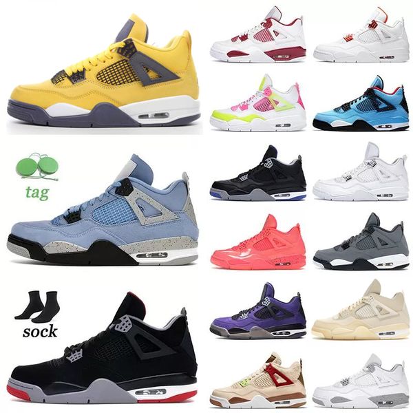 

blue jumpman 4 university 4s basketball shoes mens cream sail lightnings red thunder white oreo bred taupe haze off what the black cement