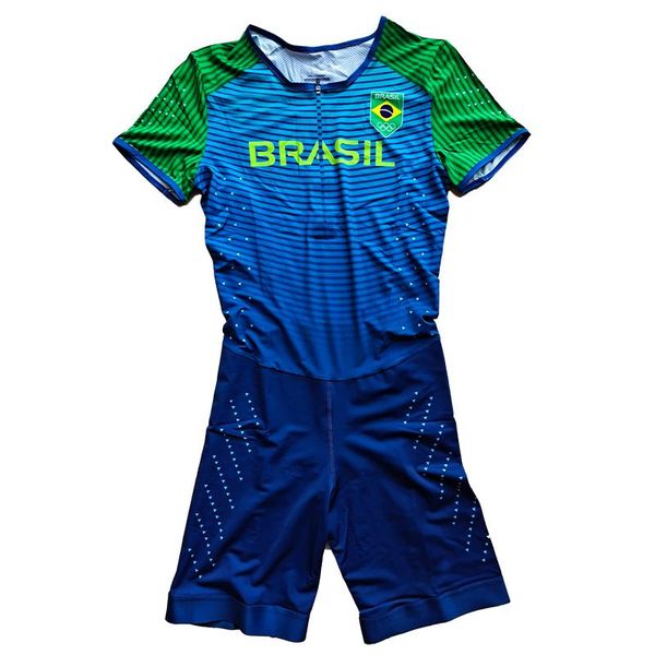 Costume da bagno da uomo Brasile Speedsuit Collant a maniche corte Uomo Track Field Corsa veloce Tuta intera Body Speed Outfit Personalizzabile