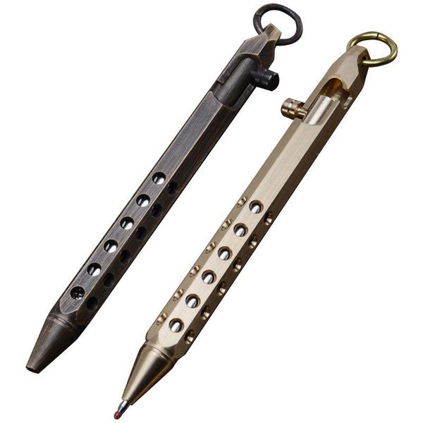 

gel pens solid brass ink pen retro hexagonal bolt action writing tool stationeries 77ha