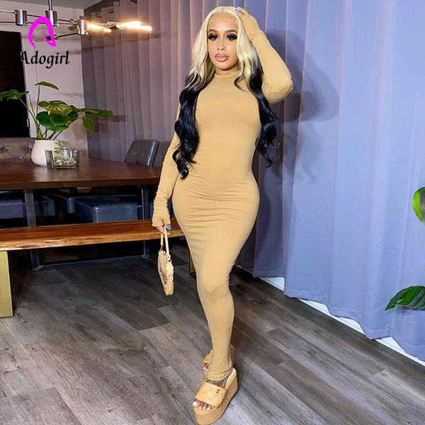 

plain color women midi dress long sleeve gloves hollow out backless bodycon party elegant streetwear sheer 2021 vestidos casual dresses, Black;gray