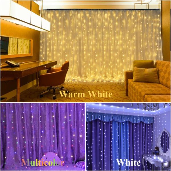 

night lights 3x3m usb led curtain fairy string light flash copper wire remote control christmas for wedding home garden party decor