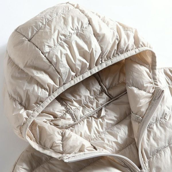 

women's vests sports light and medium length down jacket with cap vest, Black;white