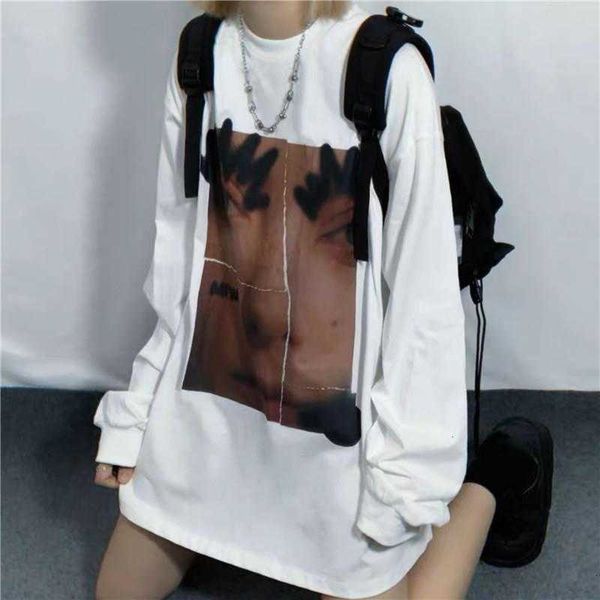 

men's t-shirts white hip hop t shirt streetwear men overszied autumn korean harajuku tshirt funny autume high street long sleeve gothic, White;black