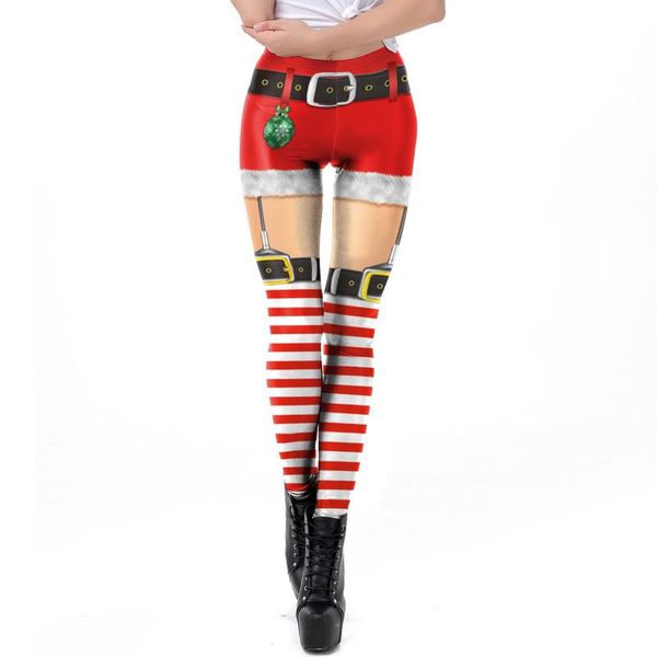 

women's leggings stripe christmas pants for women autumn winter festival slim elastic leggins gift plus size legin, Black