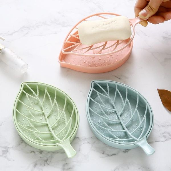 

soap dishes creative leaf box for bathroom double layer large drain toilet shelves