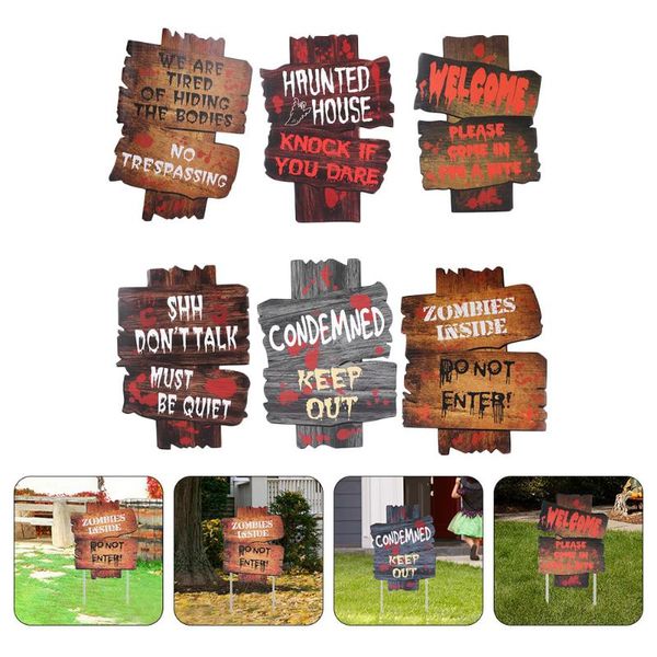 

greeting cards 6pcs decorations party props scary garden layout sianboards