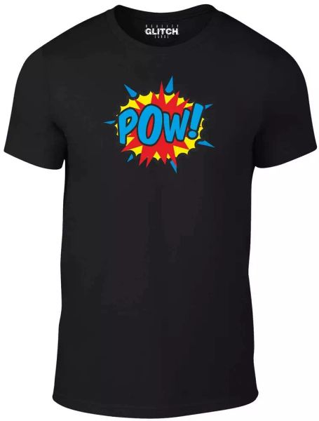 

pow t shirt - cool retro pop art comic book comics big bang superhero t shirt, White;black
