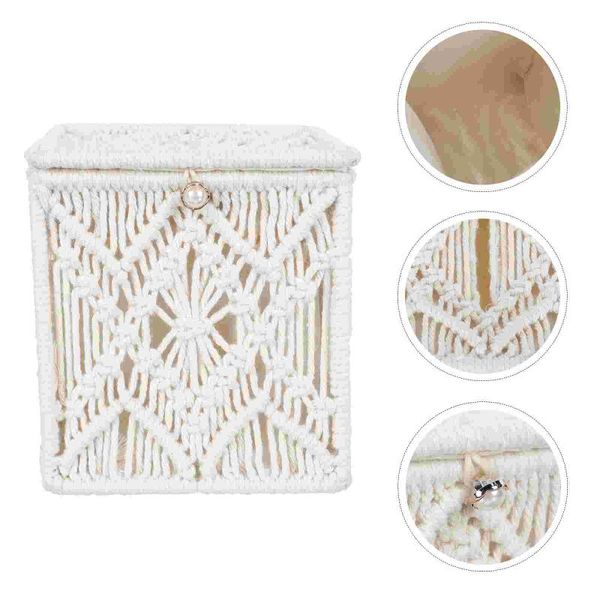 

gift wrap 1pc retro desktissue storage box cotton rope holder (beige)