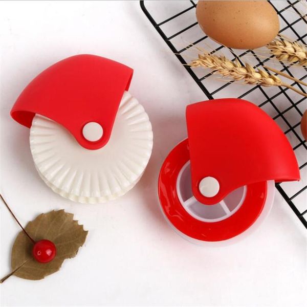 

baking & pastry tools 2pcs/set kitchen pizza lattice cutter pie decor plastic wheel roller for crust tool