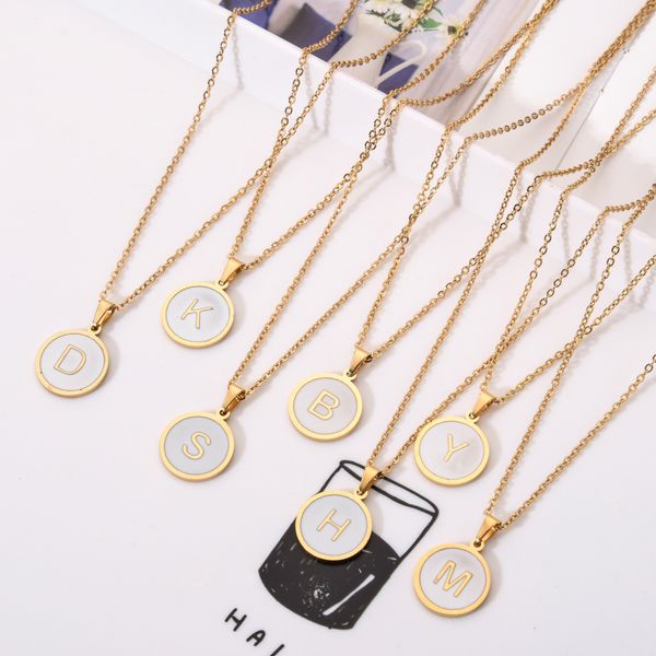 

fashion stainless steel 26 letter pendant necklaces gold color alphabet long chain necklace for women choker bridal jewelry, Silver