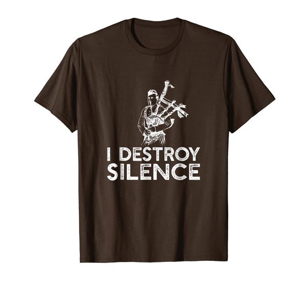 

i destroy silence - funny bagpiper musician t-shirt, White;black